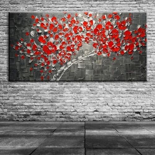 New handmade Modern Canvas on Oil Painting Palette knife Tree 3D Flowers Paintings Home living room Decor Wall Art 168043