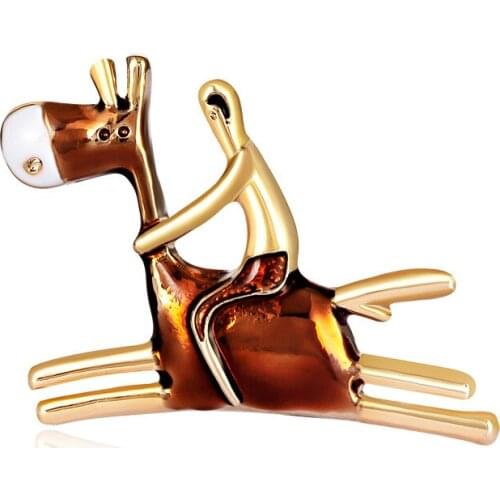 New Arrival Carton Design Ride Donkey Man Brooch Cute Fashion Animal Design Jewelry Enamel Pins 2 Colors Choose Gift