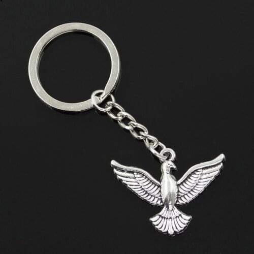 New Fashion Men 30mm Keychain DIY Metal Holder Chain Vintage Eagle Hawk 28x37mm Silver Color Pendant Gift