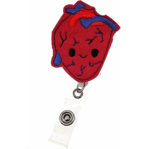 Wholesale Red Heart Retractable Felt ID Badge Holder Reel