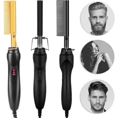 Straight Hair Comb Curly Hair Comb Flat Iron Professional Hair Straightener Brush Thermal Heating Comb Straightener Styling Tool