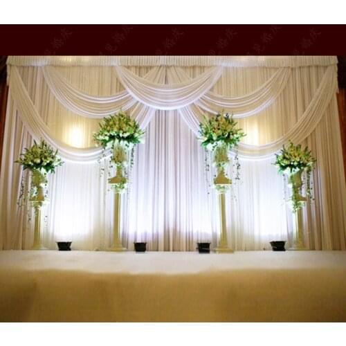 Top-rated Luxury White Wedding Backdrop with Beatiful Swag Wedding drape and curtain wedding decoration
