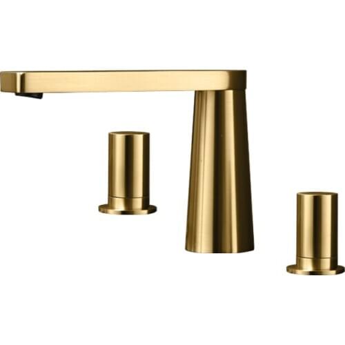 Bathroom tap brushed gold sink faucet brass basin faucets sink mixer tap gold bathroom faucet hot and cold dual handle faucets
