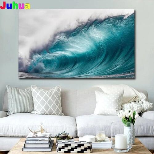 Modern wave seascape Diy diamond painting full drill 5d landscape diamond embroidery living room decor drop shipping