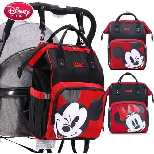 Disney USB Heating Mummy Diaper Backpack Bags for Baby Care Travel Nappy Wet Bag Organizer Mickey Minnie Mouse Baby Bags