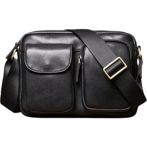 Fashion Males Crossbody Bag Casual Business Genuine Leather Mens Messenger Bag Men Small Bags Zipper Shoulder Handbags Clutch