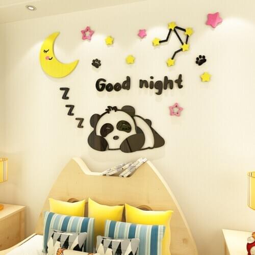 WS73 Cartoon Panda Acrylic 3D Wall with Decorative Painting on Background Wall of Living Room Bedroom of Lovely