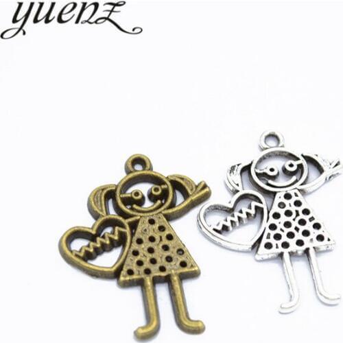 YuenZ 10pcs Antique Silver Plated Girl Charms Pendants Jewelry Diy Jewelry Findings 27*22mm I178