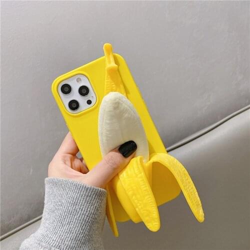 Fun Decompression Pinch Open Banana Phone Csae For Iphone 12pro Max 11 11pro Max Cover For Iphone X XS Max XR 7 8 Plus SE 2020