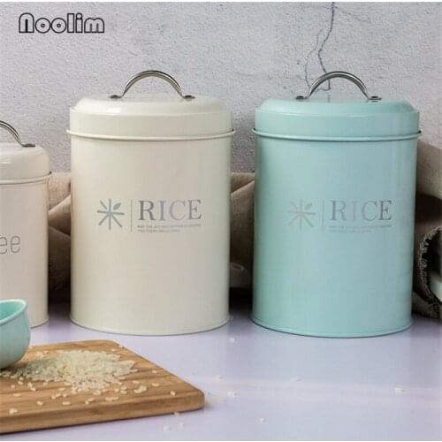 Iron Large Sealed Cans Rice Bucket Flour Box Washing Powder Coffee Beans Storage Tank Grain Dispenser Dog Cat Food Container