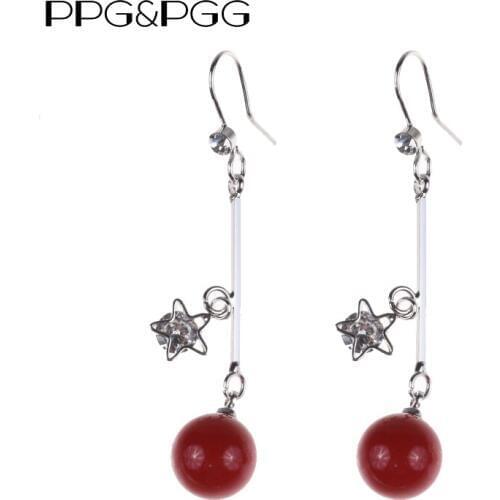 PPG&PGG Classic Statement Zircon Long Earrings For Women Elegant Fashion Gold Silver color Casual And Party Jewelry Fine Gift