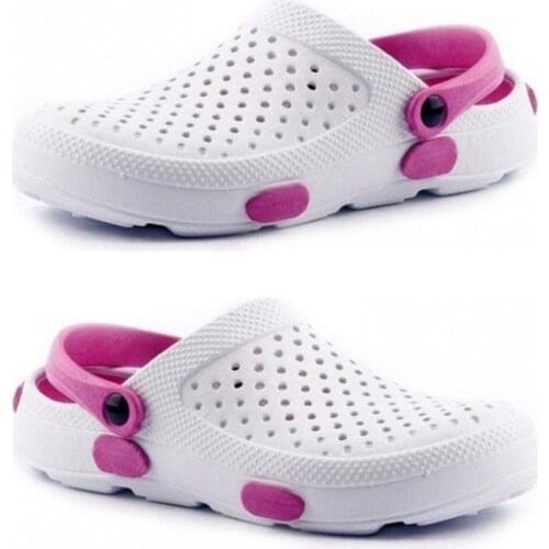 Women Eva Sabo Slippers. Hospital, doctor, nurse. Daily Use. White Fuchsia Color. Anatomical slippers Sandals. Sea beach