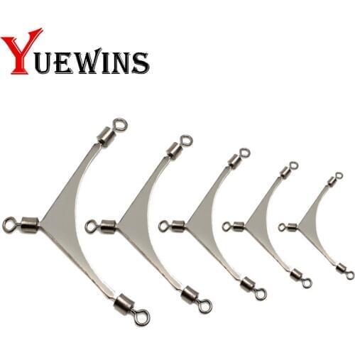 10pcs American Fishing Rolling Pole Swivel 3 way Stainless Steel Fishing Jig Head Swivels Fishing Connector Fishing Tackle QA293