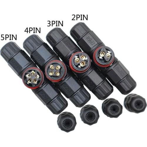 10pcs/lot Waterproof Connector 2 3 4 5 Pin T LED IP68 Adapter Screw Locking Cable Industrial Electrical Wire Connector Plug