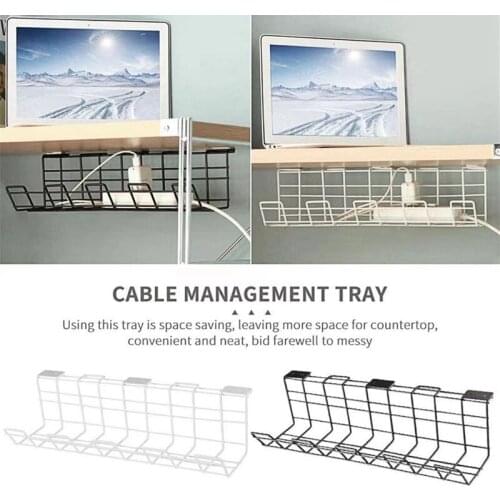 2pcs Under Desk Cable Management Tray Wire Cord Power Strip Adapter Organizer Metal Shelf Holder Home Living Room Storage Rack