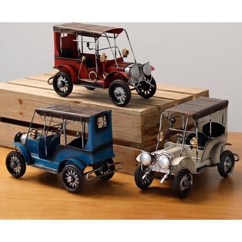 2020 New style Chic Vintage Iron Art Car Model Craft Desktop Ornament Kids Toy Collection Gift