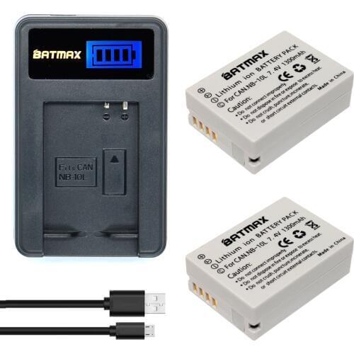 2Pcs NB-10L NB10L NB 10L Digital Camera Battery+LCD Charger for Canon G1X G15 G16 SX40HS SX50HS SX60HS SX40 SX50 SX60 HS Camera