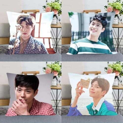 KPOP Star Park Bo Gum Pillow Case For Home Decorative Silk Pillows Cover Invisible Zippered Throw PillowCases 40X40,45X45cm 0508