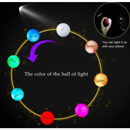 Crestgolf 6pcs / Pack Flashing Golf Ball Night Glow Flash Light Glow LED Golf Ball-Six Color for Your Choice