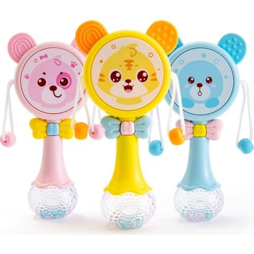 Baby Music Flashing Teether Rattle Toys Rabbit Hand Bells Mobile Infant Pacifier Weep Tear Newborn Early Educational Toys 0-12M