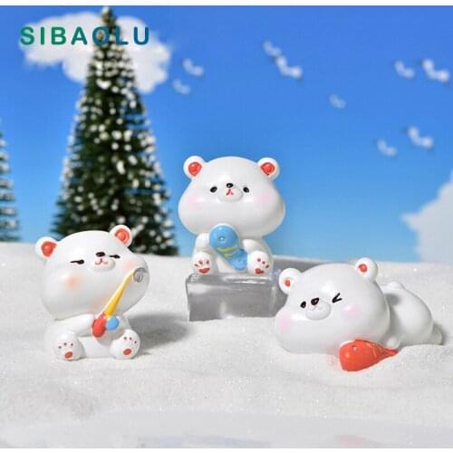 Polar Bear Ice Figurine Animal Model Micro Landscape Home Decor Miniature Fairy Garden Ornament Decoration Accessories Modern