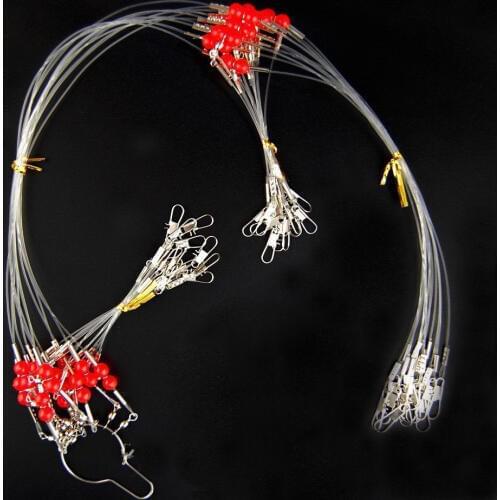 Hyaena 12pcs 35cm 55cm Nylon Monofilament Fishing Wire Leaders 2 Arms Trace Spinning Leader Rigs Wire Line With Snap Swivel