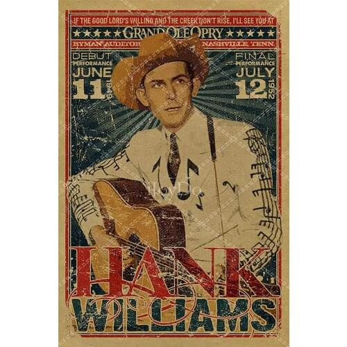IJoyDo Hank Williams Country Music Retro Tin Sign Metal Sign Vintage Plaque Metal Plate Signage Metal Poster Wall Decor