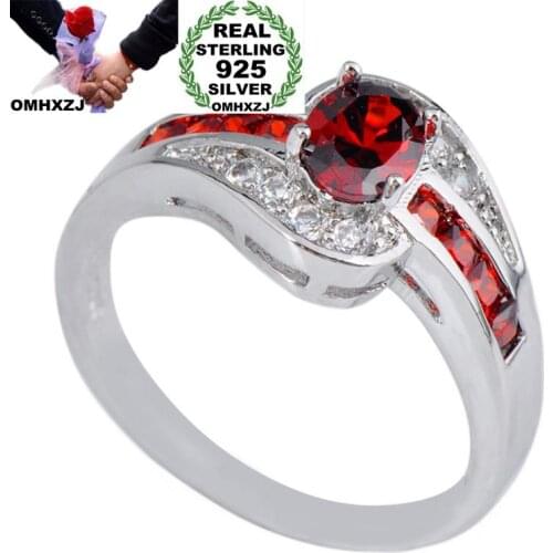 OMHXZJ Wholesale European Fashion Woman Man Party Wedding Gift Luxury 7 Colors AAA Zircon 925 Sterling Silver Ring RR120