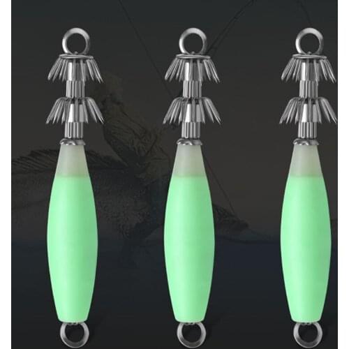5Pcs Squid Hook Fluorescent Plastic Hard Fish Shrimp Bait 9.5Cm14.5G Double Umbrella Hook Pesca Fluorescent Bait Angling Gear