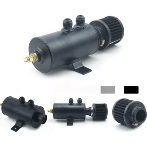 Oil Catch Can Tank with Breather Filter Aluminium 10 AN Round 0.75L Brushed Baffled Separator bracket Car Accessories