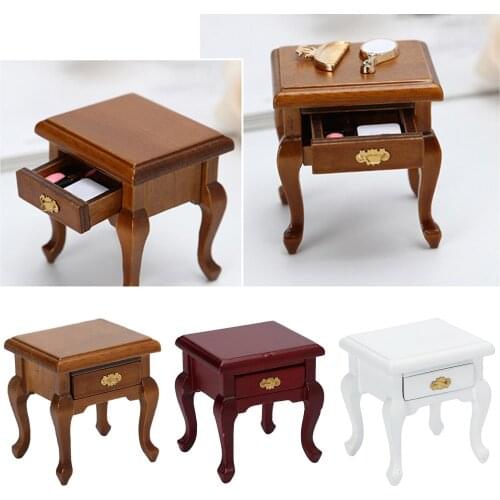 1/12 Dolls House Miniature Bedside Cabinet Bedroom Night Stand Furniture Toys