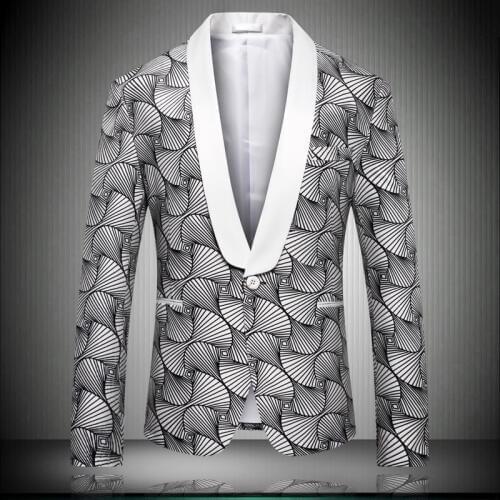2020 New Arrival Mens Wedding Blazers Slim Fit Top Quality Striped Print Blazer Men Korean Casual White Married Jacket Summer