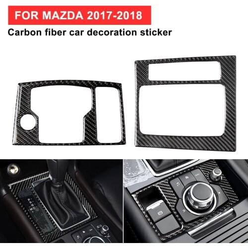 Carbon Fiber Interior Center Control Gear Shift Panel Cover Trim Car Sticker For Mazda Axela Atenza CX-4 2017-2018 Accessories