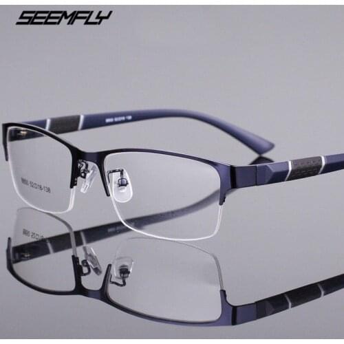 Seemfly Classic Men Women Business Finished Myopia Glasses Anti Blue Light Metal Short Sight Eyeglasses Diopter 0 -1.0 To -6.0