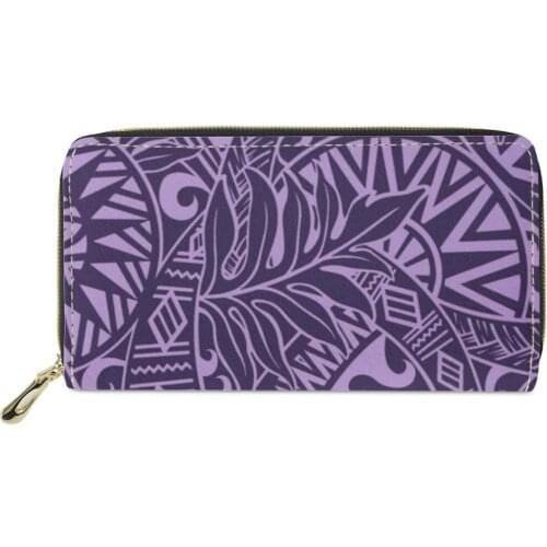 Wholesale Custom Logo Leather Wallet Credit Card Holder Phone Coin Purses Women Clutch Polynesian tribal style