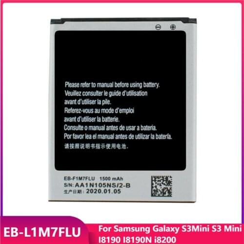 Original Phone Battery EB-L1M7FLU For Samsung Galaxy S3Mini S3 Mini I8190 I8190N i8200 Replacement Rechargeable Battery 1500mAh