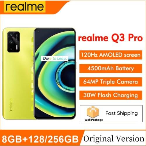 Orginal realme Q3 pro 5G 6/8GB 128GB Smartphone 6.43‘’ FHD+ 120HZ AMOLED Dimensity 1100 CPU 64MP 4500mAH 30W Fast charge