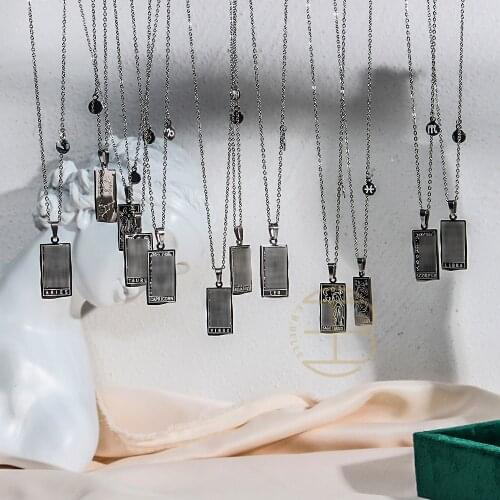 Excellent Stainless Steel Jewelry Couples Creative Zodiac Sign Design Pendant Necklaces for Women 18k Gold Plated Mens Chain