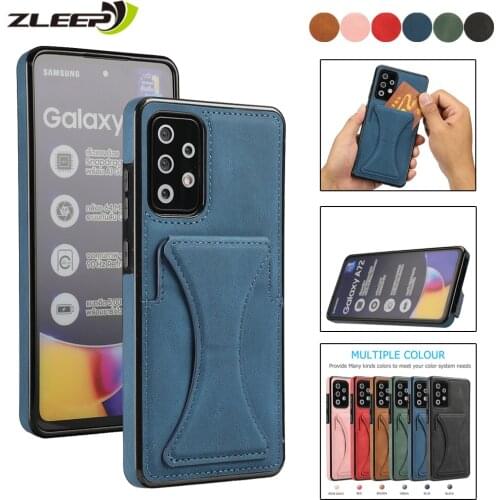 Luxury Stand Leather A32 A52 A72 A22 A82 Case For Samsung Galaxy A12 A42 A51 A71 A21S A50 A30 A20 S Shockproof Cards Phone Cover
