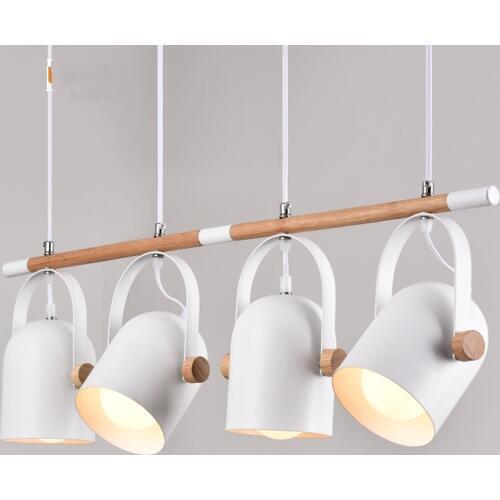 Nordic European 4 Heads Pendant Lights for Dinning Room Hanging Lights Restaurant Modern Wooden Pendant Lamp 110-240V