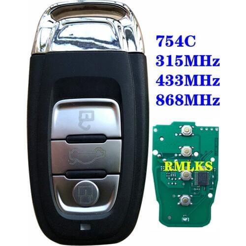Smart Remote Key Keyless Entry 3 Button 315mhz 433MHz 868mhz Fit For Audi A4L Q5 8T0 959 754C