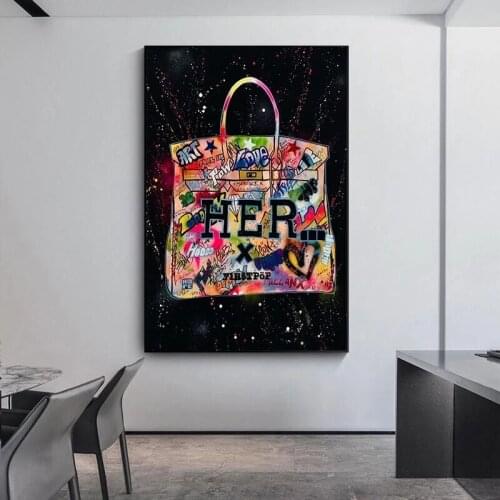 Modern Fashion Bag Canvas Painting Abstract Graffiti Art Posters and Prints Cuadros Wall Art Pictures for Living Room Home Decor