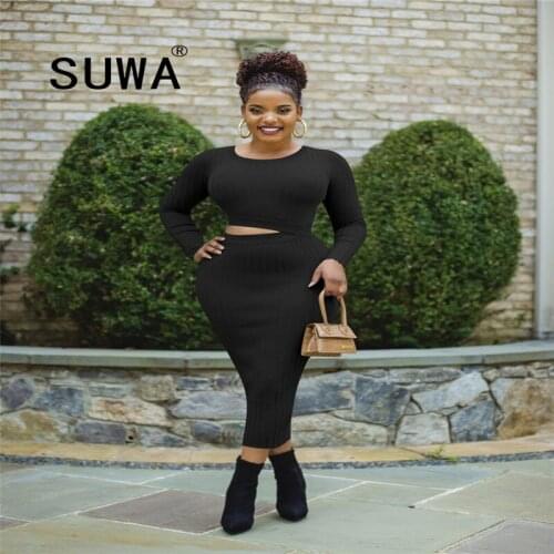 Knitted Dress Women Autumn Solid Sheath Sweater Dresses Women Knee-Length Bodycon Long Sweater Female New 2020