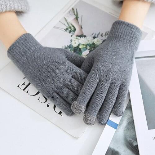 Unisex Women Men Touch Screen Winter Wrist Gloves Warm Mittens Solid Color Cotton Warmer Smartphones Driving Glove Female