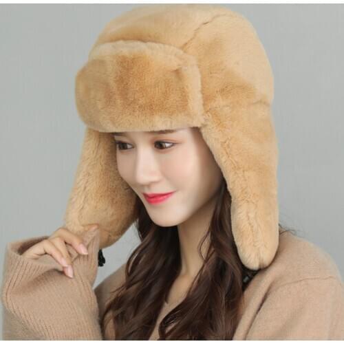 Windproof Winter Warm Hat Plush Thick Lining Ski Cap Unisex Solid Color Fashion High Quality Casual Earmuffs Caps