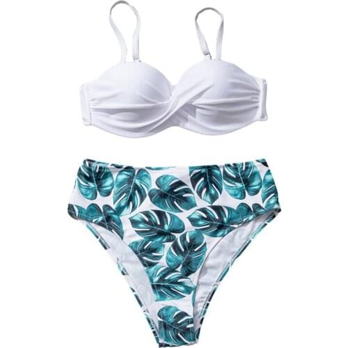 Quanss Underwire Push Up Bikini Set Women 2021 Summer High Waist Print Swimwear Sexy Two Piece Swimsuit Beach Wear Bathing Suit