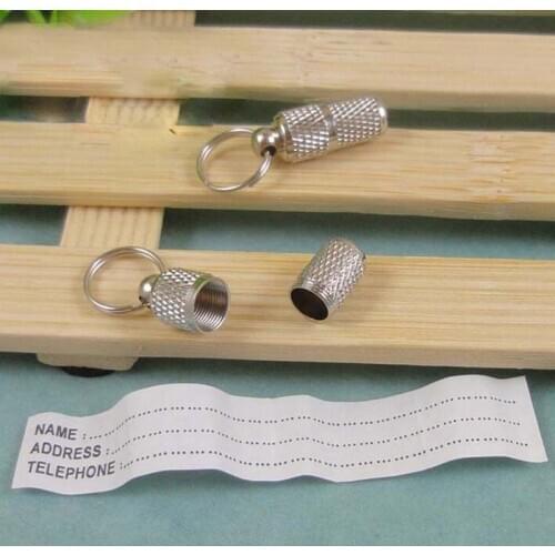 Dog Cat Storage Tube Anti Lost Silver Address Label Pet Kitten Puppy Id Tags Mini Metal Collar Tube Necklace Pendants 1pc NEW