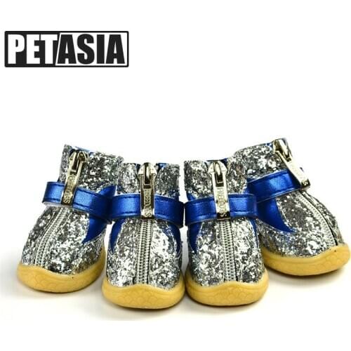 Winter Dog Shoes Shining Reflective Boots Warm adjustable Non Slip 4Pcs/Set XS XL Shoes For Small Medium Dogs Pet Puppy PETASIA