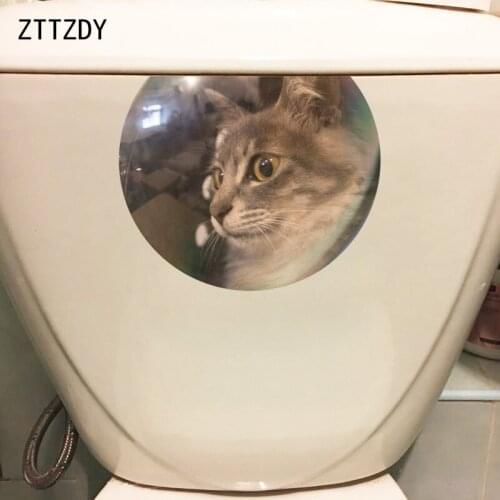 ZTTZDY 21.9*17.9CM Creative Cat Toilet Decal Wall Sticker Living Room Modern Art Home Decor T3-0130
