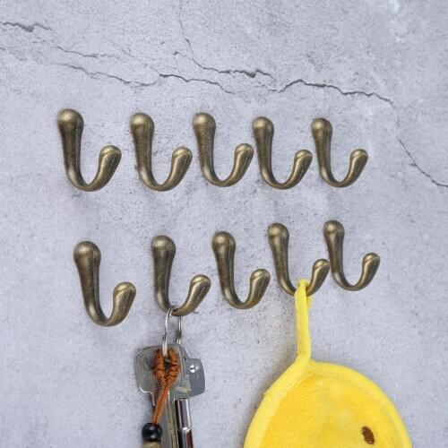 10pc Vintage Hook For Hanging Hat Coat Clothes Hook Towel Wall Door Hangers Hook Kitchen Bathroom Accessories W/Screw 40*15*23mm